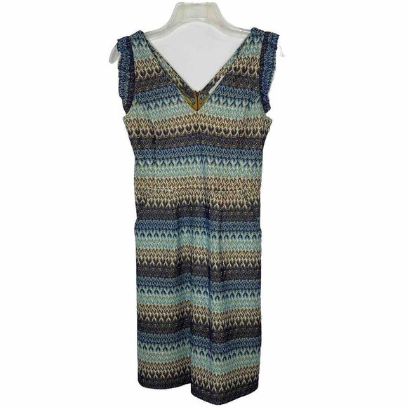 Anthropologie Tabitha Teahouse Woven Striped Sleeveless Dress Size 4 Blue Tan - Picture 1 of 6